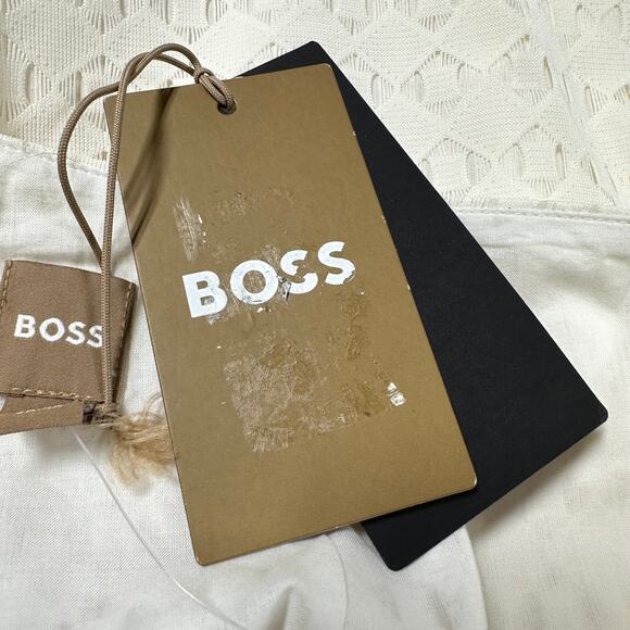 Hugo Boss NWT Tisaly Wide Leg Pants Soft Cream Size 6 Textured Flat Front Airy - Picture 5 of 10